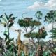Etched Safari Mural • Animal Wallpaper • Sky • Swatch