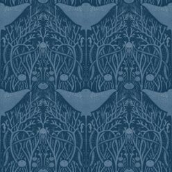 Manta Ray Wallpaper • Floral Wallpaper • Blue • Swatch