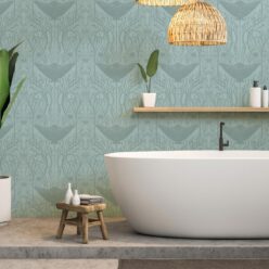 Manta Ray Wallpaper • Floral Wallpaper • Eggshell • Insitu