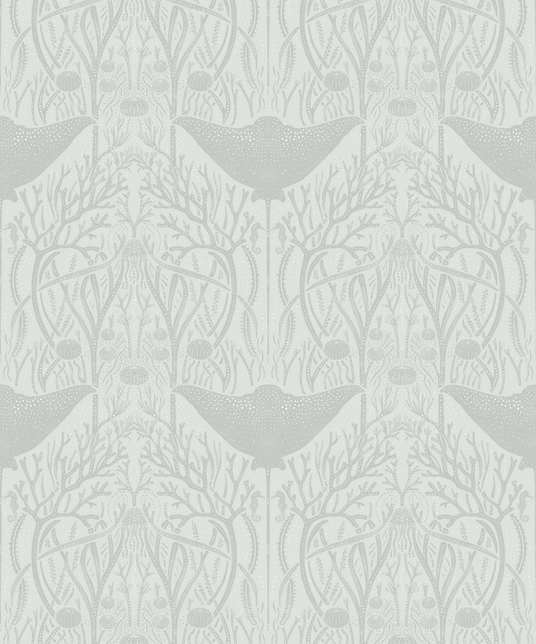 Manta Ray Wallpaper • Floral Wallpaper • Light Gray • Swatch
