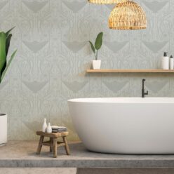Manta Ray Wallpaper • Floral Wallpaper • Light Gray • Insitu