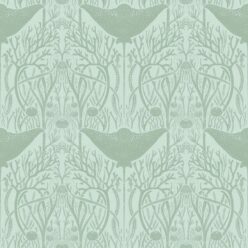 Manta Ray Wallpaper • Floral Wallpaper • Mint • Swatch