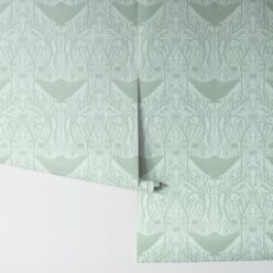 Manta Ray Wallpaper • Floral Wallpaper • Mint • Rolls