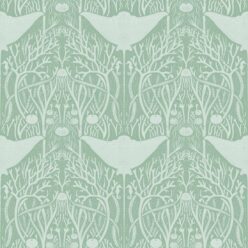 Manta Ray Wallpaper • Floral Wallpaper • Sea Green • Swatch