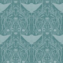 Manta Ray Wallpaper • Floral Wallpaper • Teal • Swatch