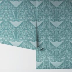 Manta Ray Wallpaper • Floral Wallpaper • Teal • Rolls