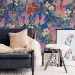 Garden Song Wallpaper • Tiff Manuell • Colorful Floral Wallpaper • Sofa