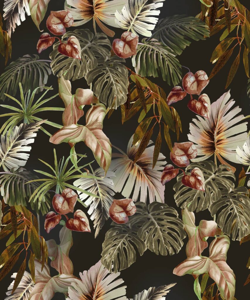 Night Jungle Wallpaper - Kip&co - Leafy Tropical Wallpaper - Campionario