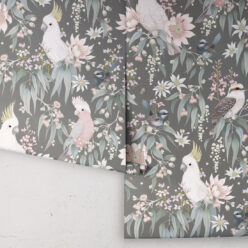Bush Melody Wallpaper • Children's Wallpaper • Gum Gray • Roll