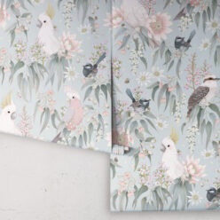 Bush Melody Wallpaper • Children's Wallpaper • Soft Blue • Roll