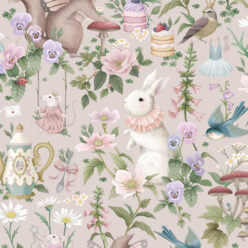 Garden Party Wallpaper • Children's Wallpaper • Soft Warm Grey • Swatch