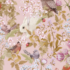 Woodlands Wallpaper • Children's Wallpaper • Darling Pink • Swatch