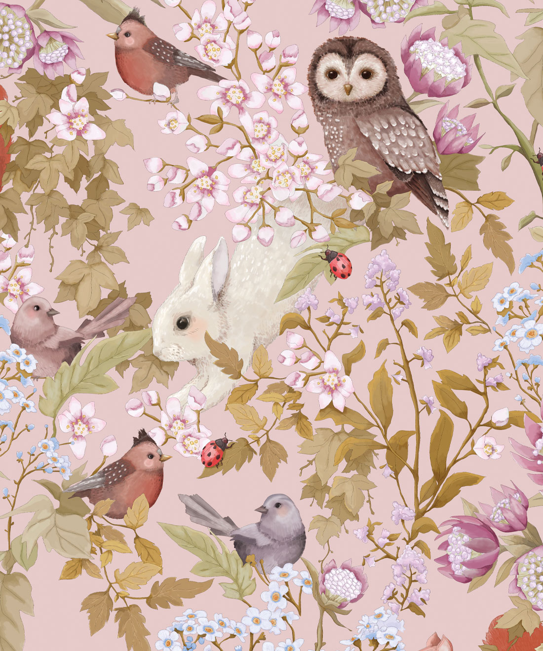Woodlands Wallpaper • Children's Wallpaper • Darling Pink • Swatch