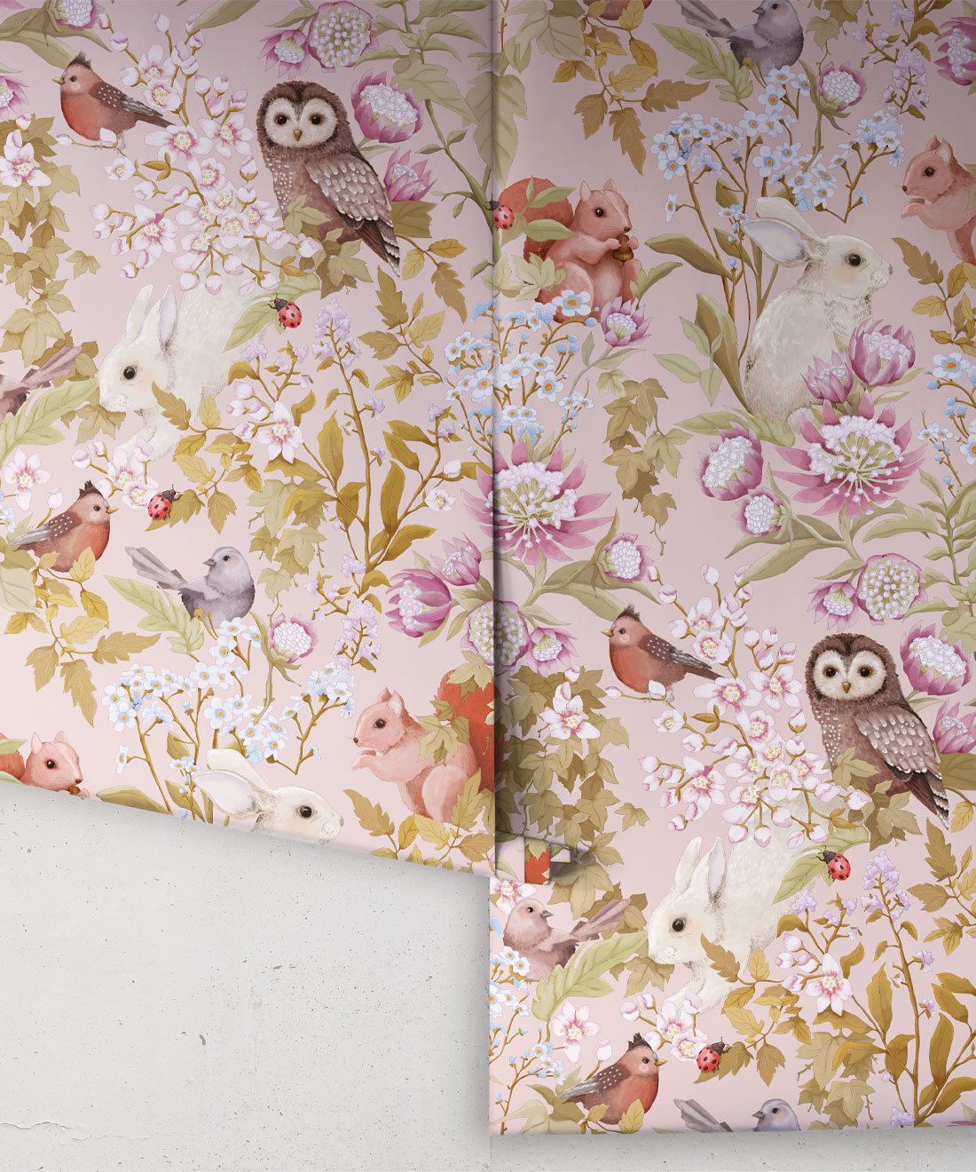 Woodlands Wallpaper • Children's Wallpaper • Darling Pink• Roll