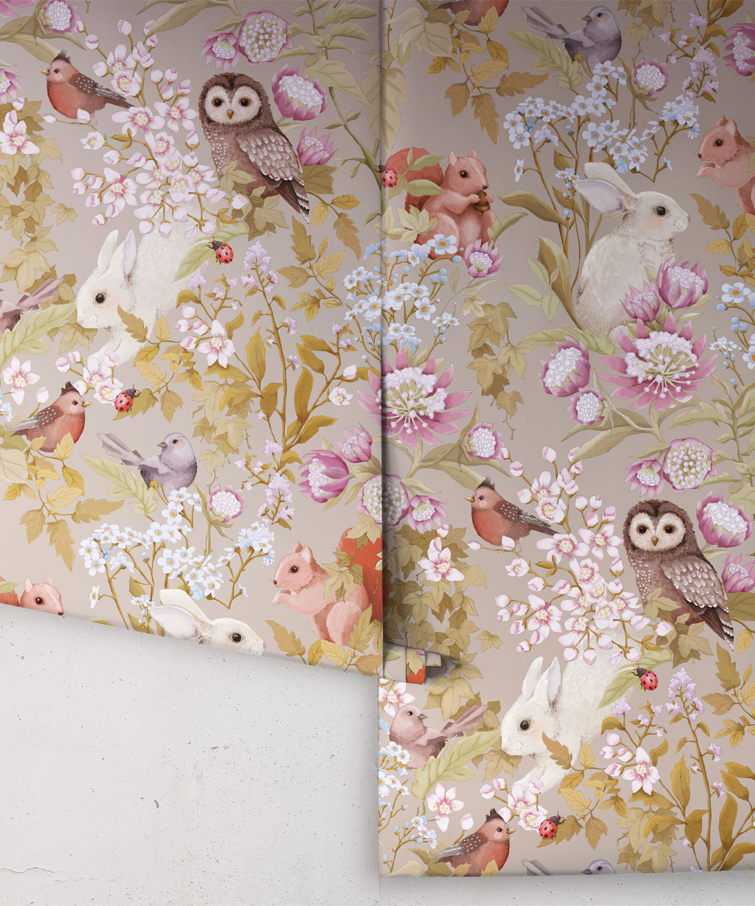 Woodlands Wallpaper • Children's Wallpaper • Taupe Grey • Roll
