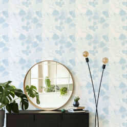 Desert Rose Wallpaper • Floral Wallpaper • Bell Blue • Insitu