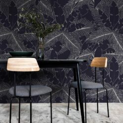 Art Deco Palm Wallpaper • Tropical Wallpaper • Indigo • Insitu
