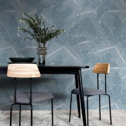 Art Deco Palm Wallpaper • Tropical Wallpaper • Powder Blue • Insitu