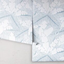 Art Deco Palm Wallpaper • Tropical Wallpaper • Powder Blue Reverse • Roll