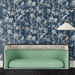 Bamboo Wallpaper • Navy • Insitu