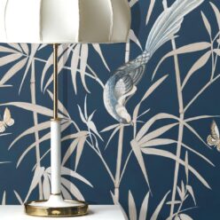 Bamboo Wallpaper • Navy • Insitu