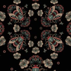 Bees Lace Wallpaper • Black • Swatch