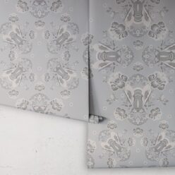Bees Lace Wallpaper • Grey • Rolls