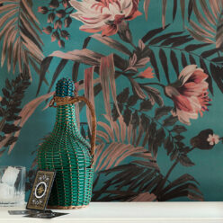Majestic Palm Wallpaper • Teal • Insitu