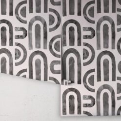 Formes Deux Wallpaper • Charcoal Light Beige • Rolls