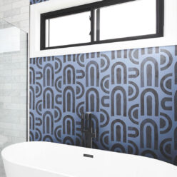 Formes Deux Wallpaper • Midnight Navy • Insitu Bathtub