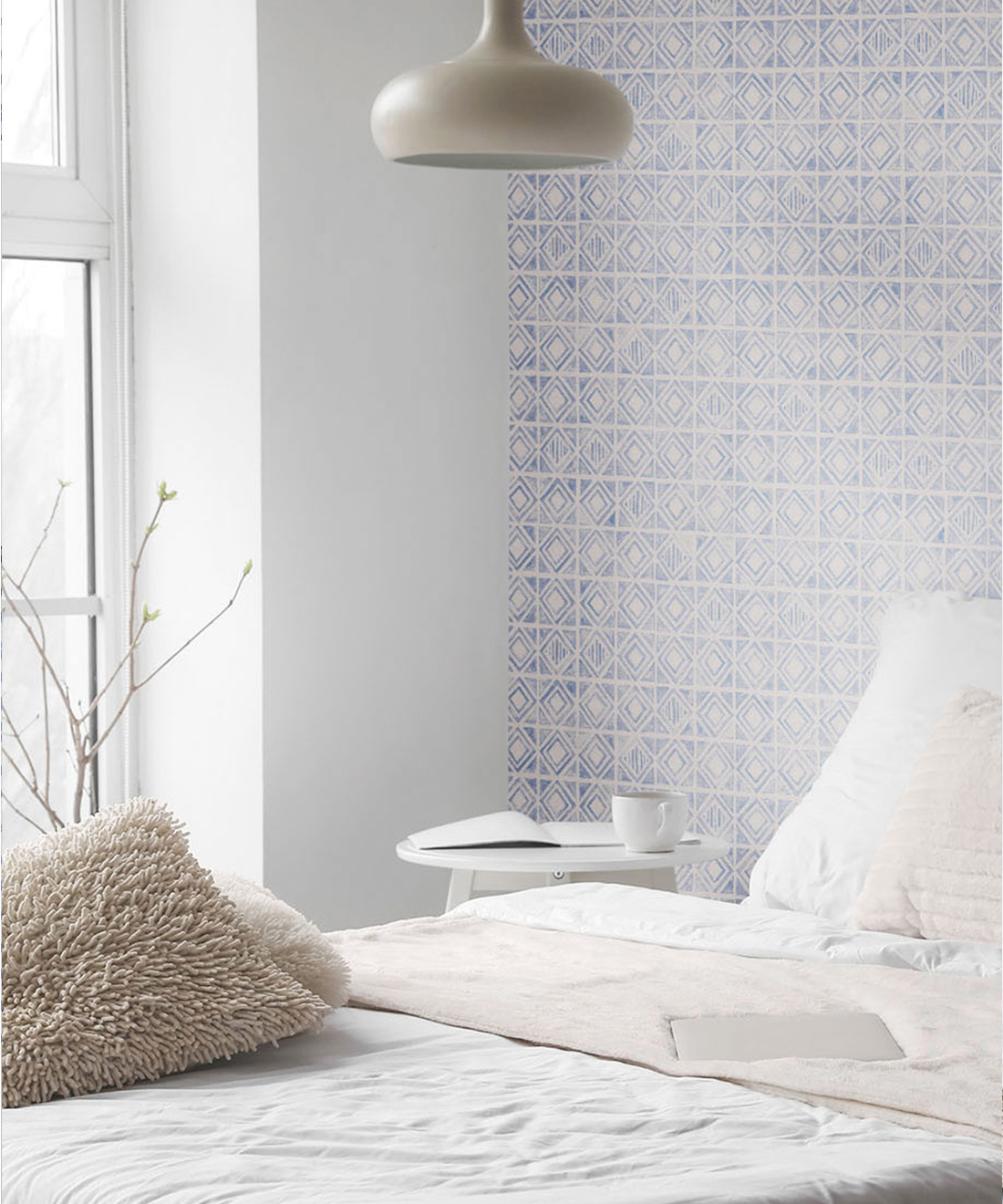 Tuile Wallpaper • Blue White • Insitu