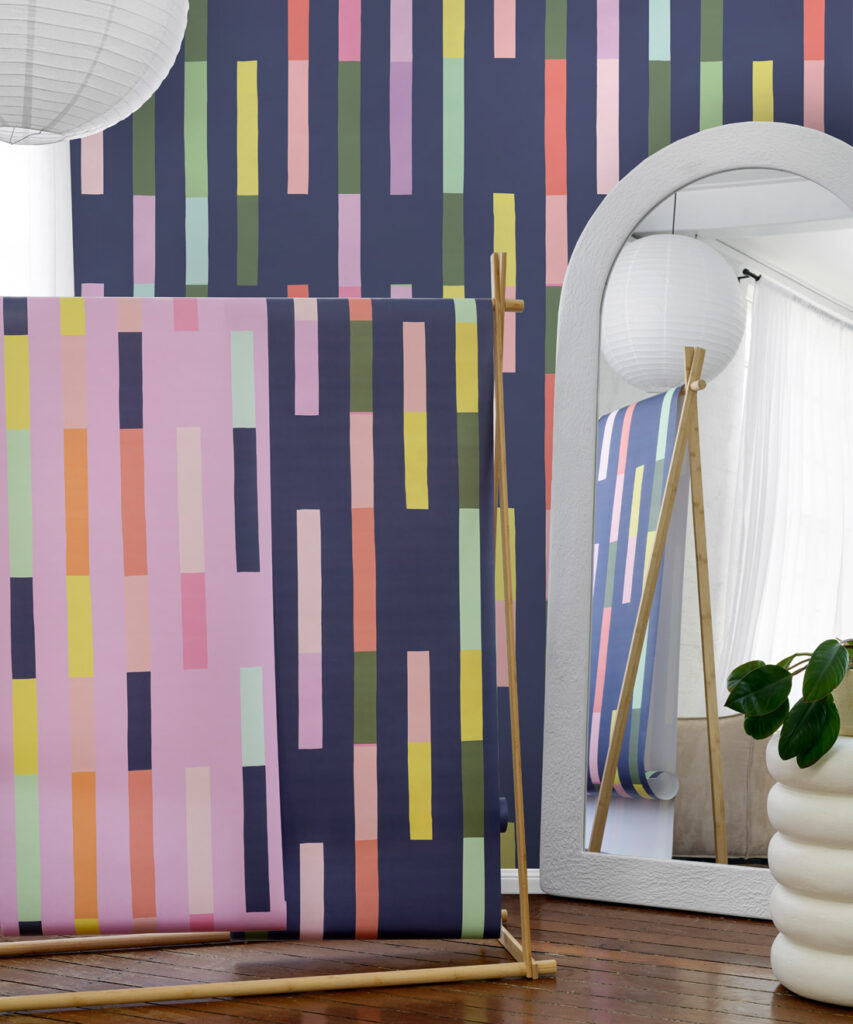 Sweet Rainbow Stripe Wallpaper - Marine - Insitu