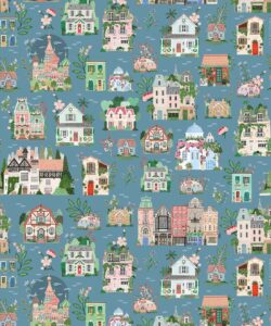 Around the World Wallpaper • French Blue • Swatch