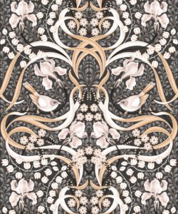 Bellbirds & Iris Wallpaper - Marmo nero - Campionario