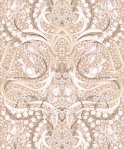Bellbirds & Iris Wallpaper - Caffe Latte  - Swatch