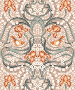Bellbirds & Iris Wallpaper - Pistachio - Swatch