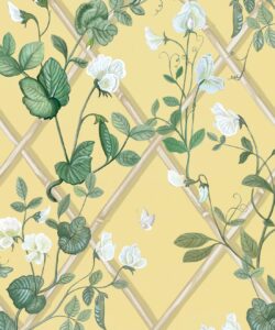 Grande Climbing Sweet Pea Wallpaper • Rattan & Cane • Swatch
