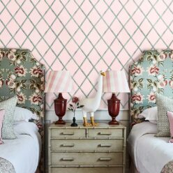 Colony Wallpaper • Pink & Green • Insitu
