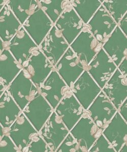 Petite Ivy Wallpaper • Dark Green & Cane • Swatch