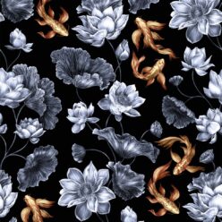 Golden Koi Wallpaper • Black • Swatch