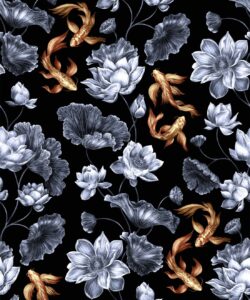 Golden Koi Wallpaper - Schwarz - Swatch