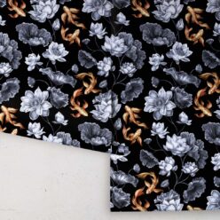 Golden Koi Wallpaper • Black • Rolls