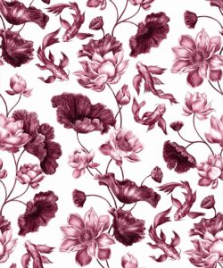 Golden Koi Wallpaper - Magenta - Swatch