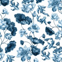 Golden Koi Wallpaper • Navy • Swatch