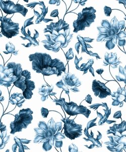 Golden Koi Wallpaper - Marineblau - Swatch
