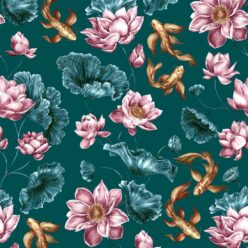 Golden Koi Wallpaper • Teal • Swatch