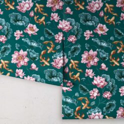 Golden Koi Wallpaper • Teal • Rolls
