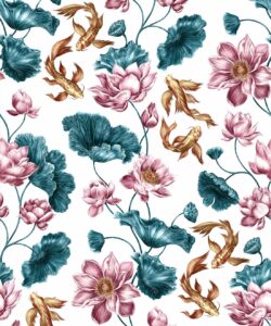 Golden Koi Wallpaper - Weiß - Swatch