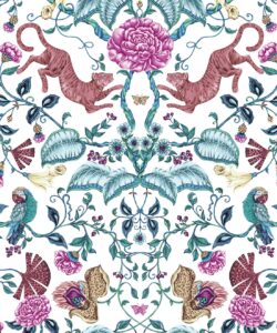 Playful Tiger Wallpaper - Weiß - Swatch