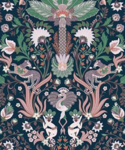 Jungle Symphony Wallpaper - Mitternachtsblau - Swatch